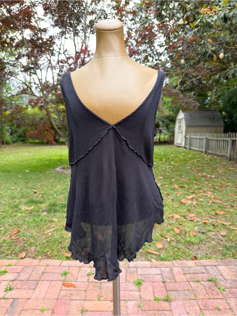 Free People Black Sheer Flowy Blouse
